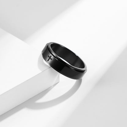 Spinnable Cross Meditation Ring for Anxiety Relief | Stainless Steel Stress Relief Jewelry | Unisex