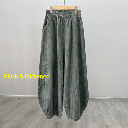 2025 New Ramie Tie-Dye Distressed Casual Pants – Women’s Linen Boho Meditation Harem Pants