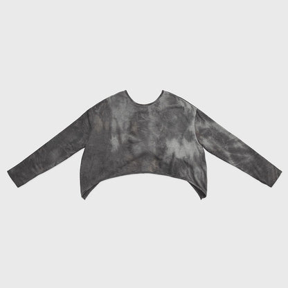 Tie-Dye Camouflage Long Sleeve Yoga Tops for Women, Short Cropped Sports Shirt with Back Cutout, Moisture-Wicking Workout Tee