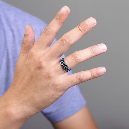 Nordic Viking Rune Spinning Meditation Ring – Glow in The Dark Minimalist Ring (Unisex)