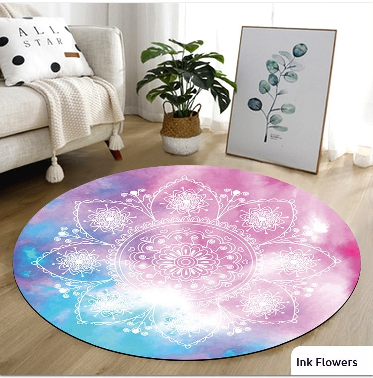 140CM Extra Large Suede & Natural Rubber Meditation Yoga Mat - High-Temperature Digital Print, Sweat-Absorbent, Non-Slip, Zen Meditation Cushion (Multiple Patterns Available)