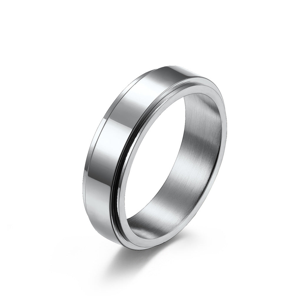 Minimalist Engravable Spinner Meditation Ring | Anxiety Relief Stainless Steel Unisex Couple Band (6mm 5g)
