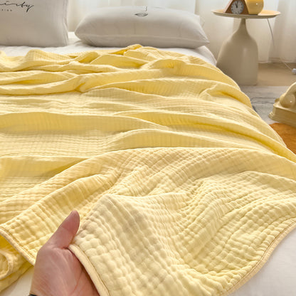 6-Layer Cotton Gauze Meditation Blanket - Baby-Safe 60S High-Density Bubble Weave, All-Season Yoga Throw