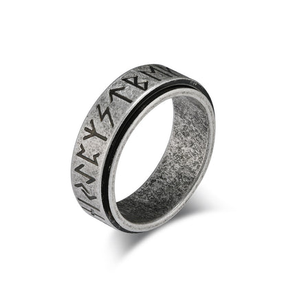 Nordic Viking Rune Spinning Meditation Ring – Stress Relief Titanium Steel Unisex Minimalist Jewelry