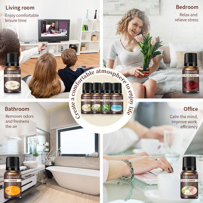 【Meditation Essential Oil】YINSHO Aromatherapy Oil 10ml - Oil-Soluble for Diffuser Stone/Candle, 15 Scents (Lavender/Orange/White Tea) | Sleep Aid & Stress Relief