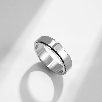 Minimalist Engravable Spinner Meditation Ring | Anxiety Relief Stainless Steel Unisex Couple Band (6mm 5g)