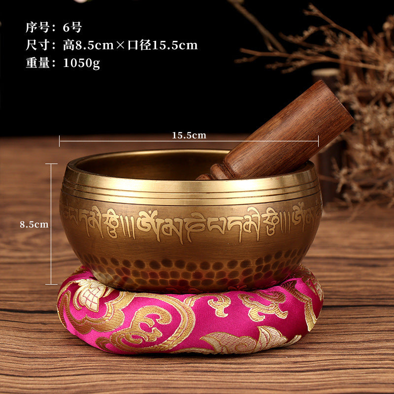 Nepal Handmade Tibetan Singing Bowl - Six-Syllable Mantra Meditation Bowl for Yoga, Sound Healing & Feng Shui (Multiple Sizes)