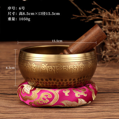 Nepal Handmade Tibetan Singing Bowl - Six-Syllable Mantra Meditation Bowl for Yoga, Sound Healing & Feng Shui (Multiple Sizes)