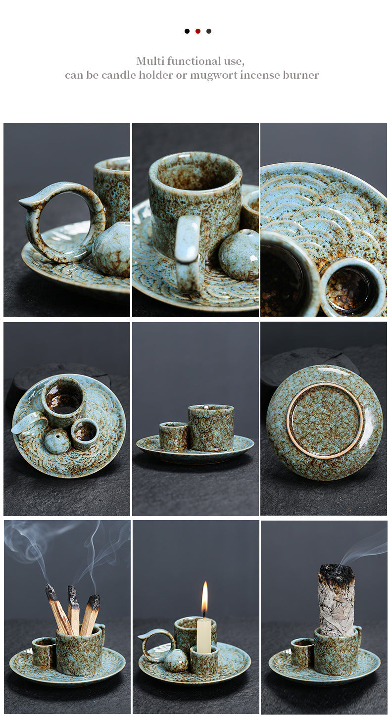 Palo Santo Holder | Sage Burner Tray | Ceramic Incense Burner | Meditation & Zen Aromatherapy | Multi-Functional Home Decor