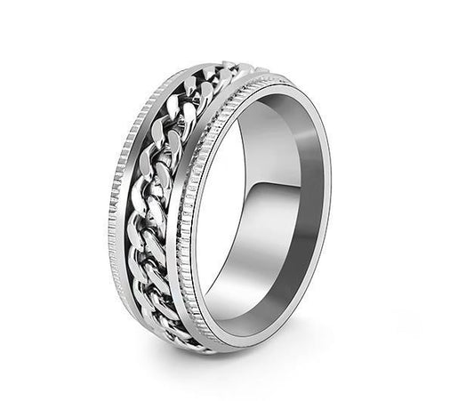 Rotatable Titanium Steel Chain Ring – Fashion Hip Hop Couple Rings, Mindful Meditation Stress Relief Ring