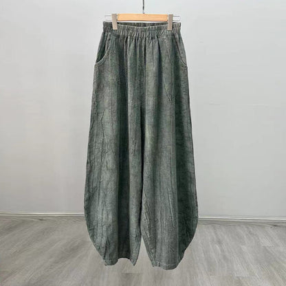 2025 New Ramie Tie-Dye Distressed Casual Pants – Women’s Linen Boho Meditation Harem Pants