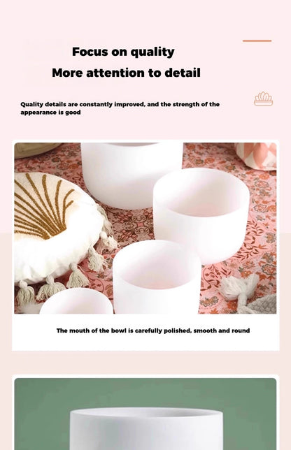 432Hz Crystal Singing Bowl Set - Yoga Meditation Sound Healing Bowl, Stress Relief, High-Purity Quartz, Precision Tuned