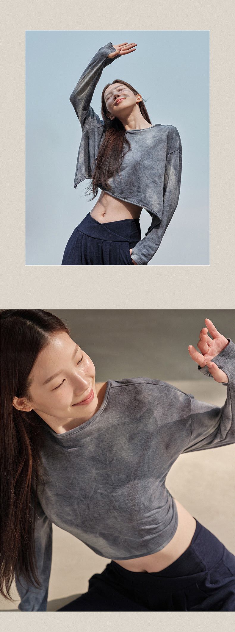 Tie-Dye Camouflage Long Sleeve Yoga Tops for Women, Short Cropped Sports Shirt with Back Cutout, Moisture-Wicking Workout Tee