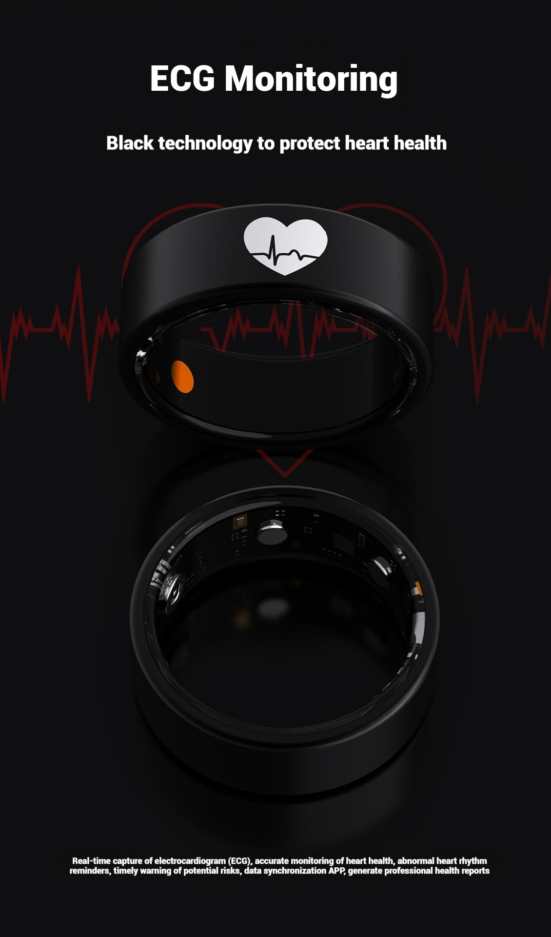 New R30 Smart Ring – ECG/Heart Rate/Blood Oxygen/Temperature/Sleep Tracking/Multi-Sport Modes Health Monitor Ring