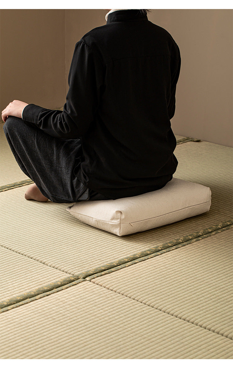 T-Shaped Double Lotus Meditation Cushion - Buckwheat Hull & Cotton Zafu Pillow - Bohemian Style Floor Seating (Multiple Colors)