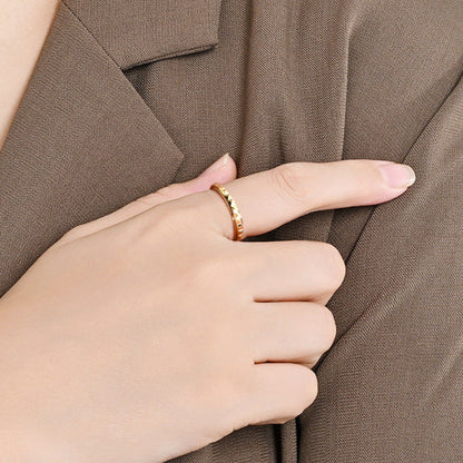Diamond Grid Pyramid Spinning Meditation Ring | Unisex Stress Relief Jewelry | Stackable Ring