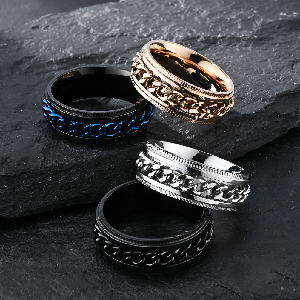 Titanium Steel Bottle Opener Chain Ring – Meditation Anxiety Relief Hip-Hop Trendy Finger Ring