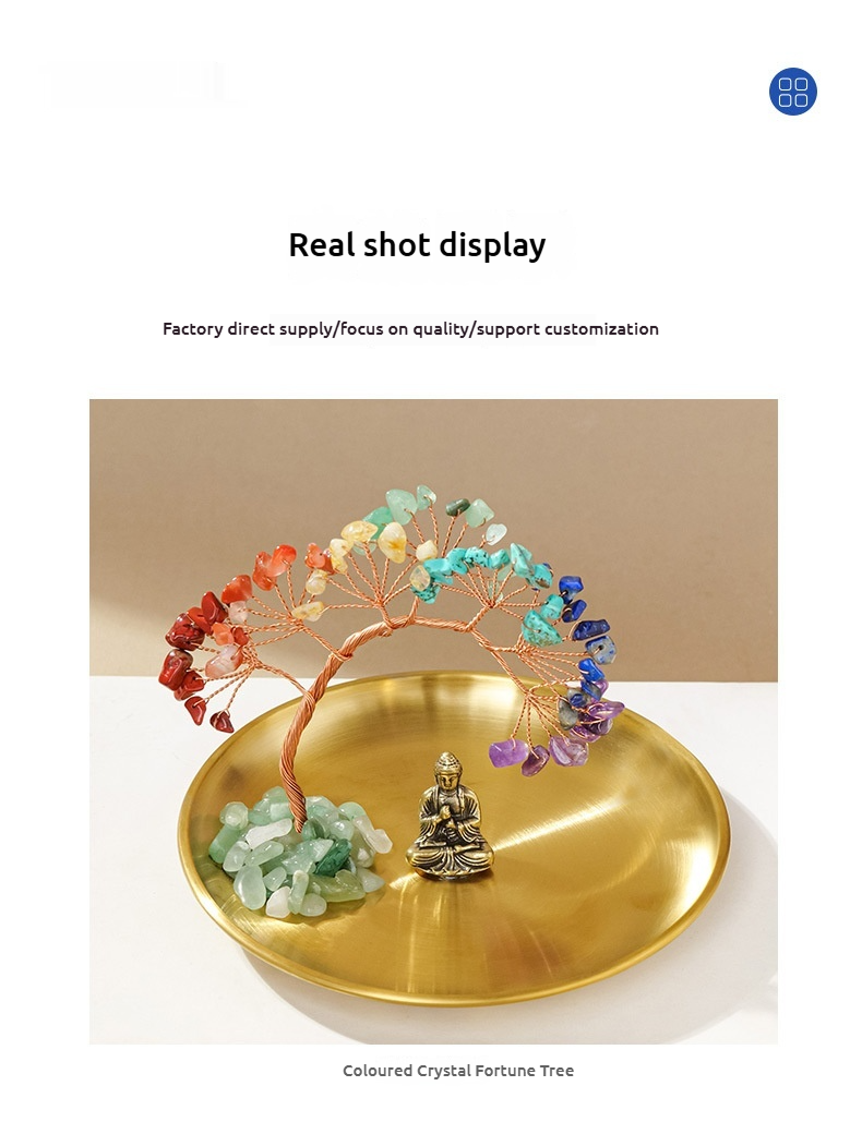 Runke Jewelry 7Chakras Crystal Tree Decor – Buddha Zen Meditation Yoga Feng Shui Ornament with Colorful Crystal