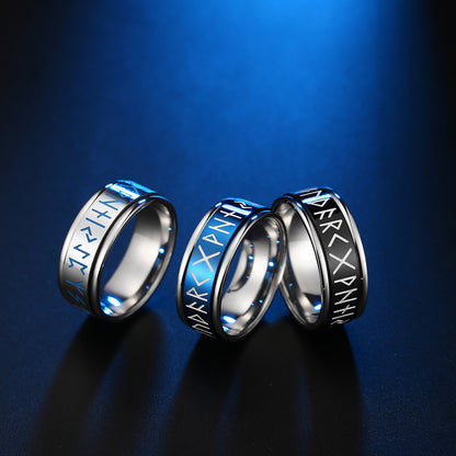 Nordic Viking Rune Spinning Meditation Ring – Glow in The Dark Minimalist Ring (Unisex)