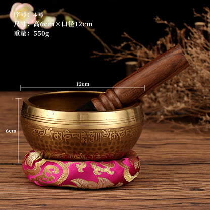 Nepal Handmade Tibetan Singing Bowl - Six-Syllable Mantra Meditation Bowl for Yoga, Sound Healing & Feng Shui (Multiple Sizes)