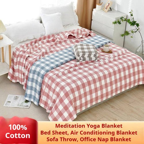 100% Cotton Gauze Blanket | Summer Cooling Throw | Multi-Purpose Meditation Yoga Blanket | Air-Con Blanket | Sofa Throw | Office Nap Blanket