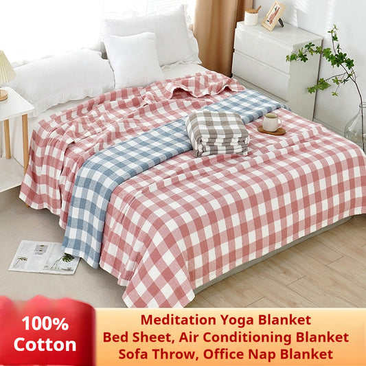 100% Cotton Gauze Blanket | Summer Cooling Throw | Multi-Purpose Meditation Yoga Blanket | Air-Con Blanket | Sofa Throw | Office Nap Blanket