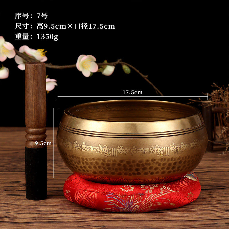 Nepal Handmade Tibetan Singing Bowl - Six-Syllable Mantra Meditation Bowl for Yoga, Sound Healing & Feng Shui (Multiple Sizes)