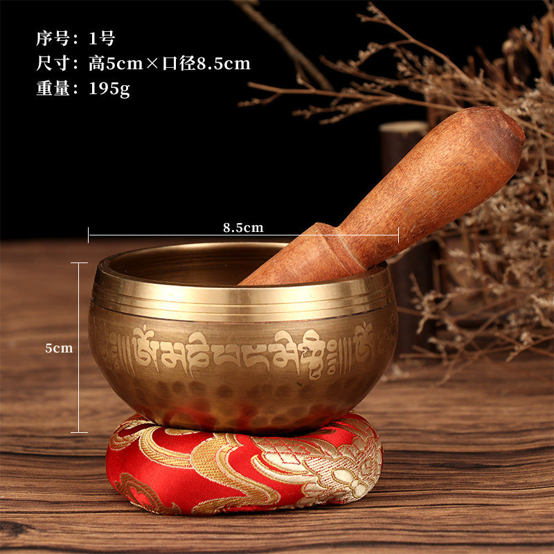 Nepal Handmade Tibetan Singing Bowl - Six-Syllable Mantra Meditation Bowl for Yoga, Sound Healing & Feng Shui (Multiple Sizes)
