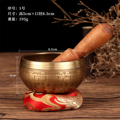 Nepal Handmade Tibetan Singing Bowl - Six-Syllable Mantra Meditation Bowl for Yoga, Sound Healing & Feng Shui (Multiple Sizes)