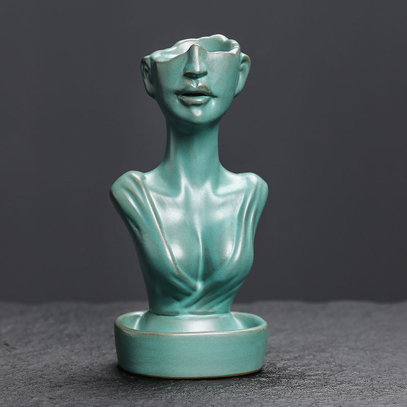 Ceramic Backflow Incense Burner - Matte Blue/Matte Green/Kiln Blue - Zen Meditation Home Decor