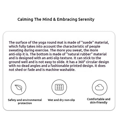 140CM Extra Large Suede & Natural Rubber Meditation Yoga Mat - High-Temperature Digital Print, Sweat-Absorbent, Non-Slip, Zen Meditation Cushion (Multiple Patterns Available)