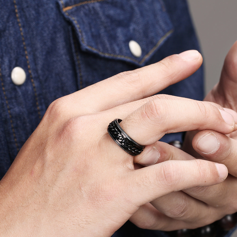 Titanium Steel Bottle Opener Chain Ring – Meditation Anxiety Relief Hip-Hop Trendy Finger Ring