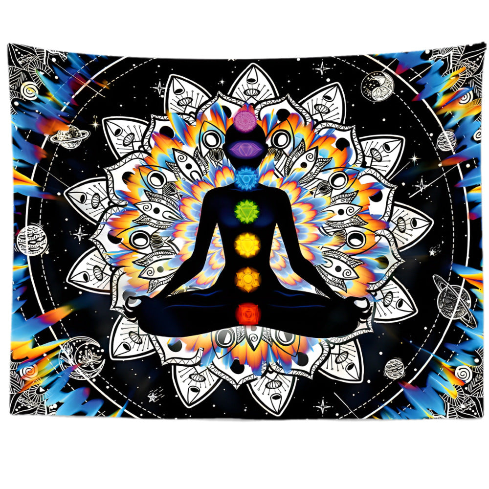 Mandala Meditation Yoga Tapestry, Bohemian Wall Hanging for Living Room & Bedroom, Machine Washable