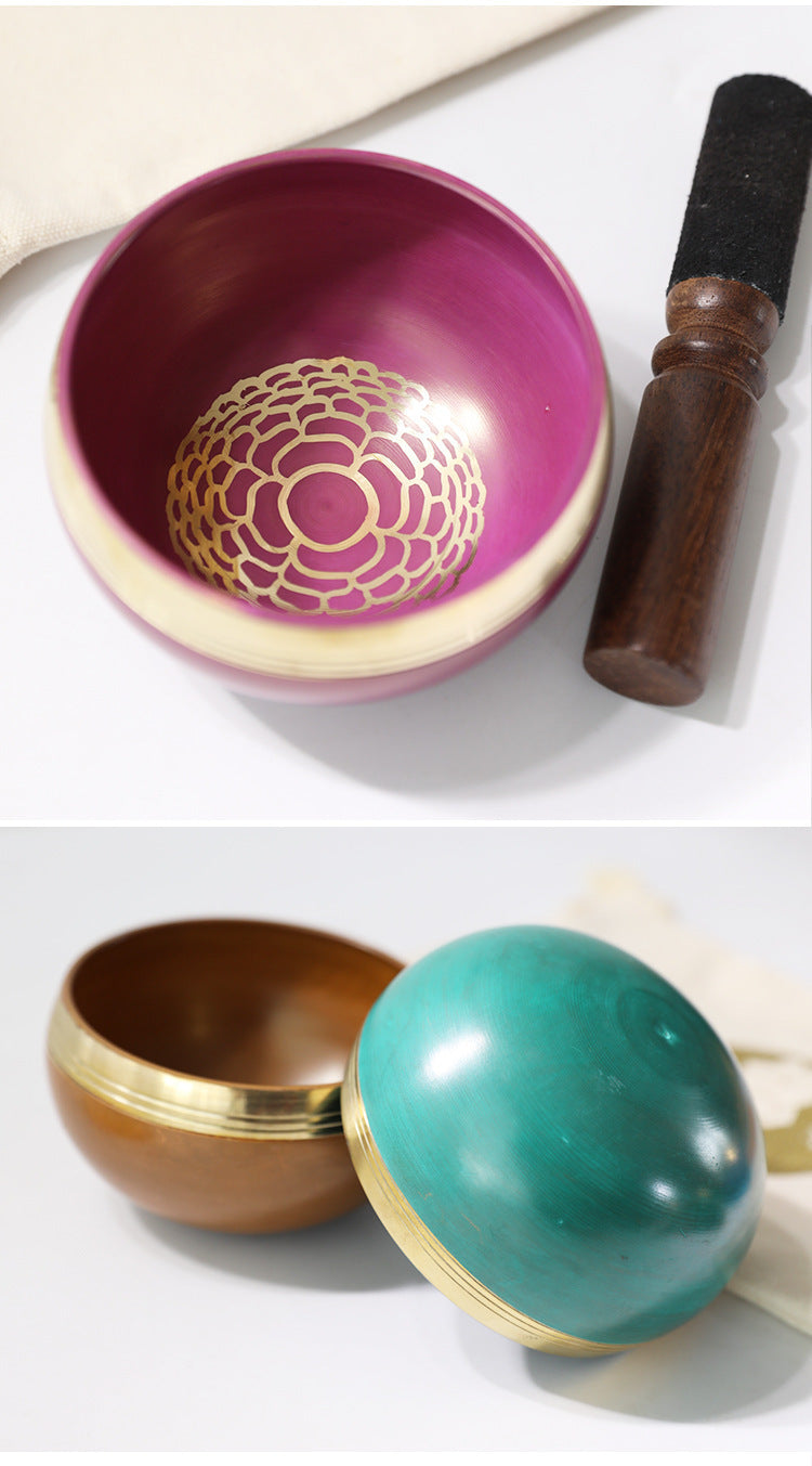 Nepal Handmade Singing Bowl Set for Meditation & Yoga (7 Chakra Colors) – Copper Tibetan Sound Bowl