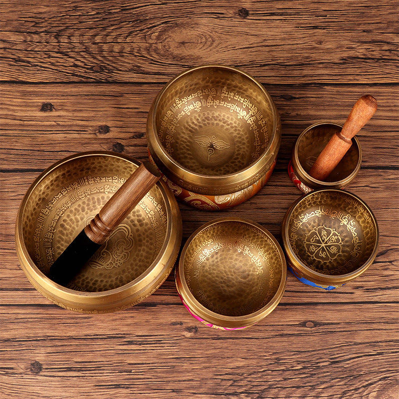 Nepal Handmade Tibetan Singing Bowl - Six-Syllable Mantra Meditation Bowl for Yoga, Sound Healing & Feng Shui (Multiple Sizes)