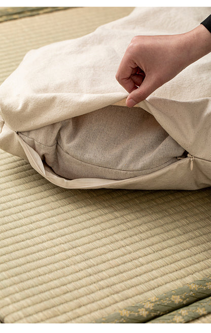 T-Shaped Double Lotus Meditation Cushion - Buckwheat Hull & Cotton Zafu Pillow - Bohemian Style Floor Seating (Multiple Colors)