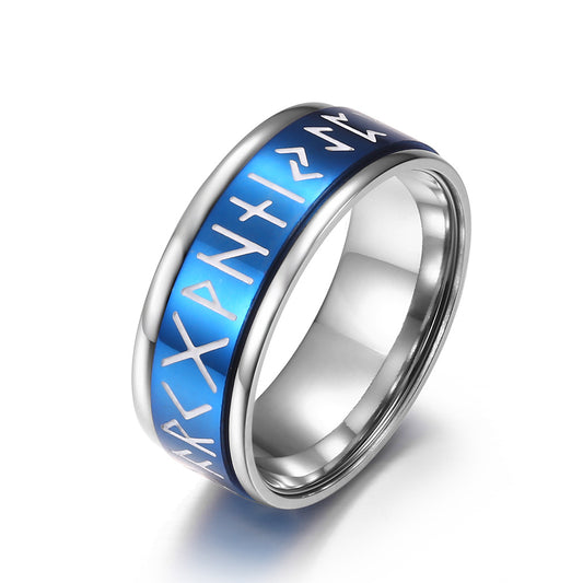 Nordic Viking Rune Spinning Meditation Ring – Glow in The Dark Minimalist Ring (Unisex)