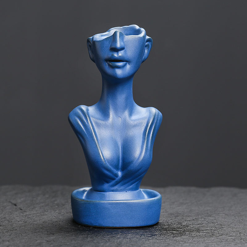 Ceramic Backflow Incense Burner - Matte Blue/Matte Green/Kiln Blue - Zen Meditation Home Decor