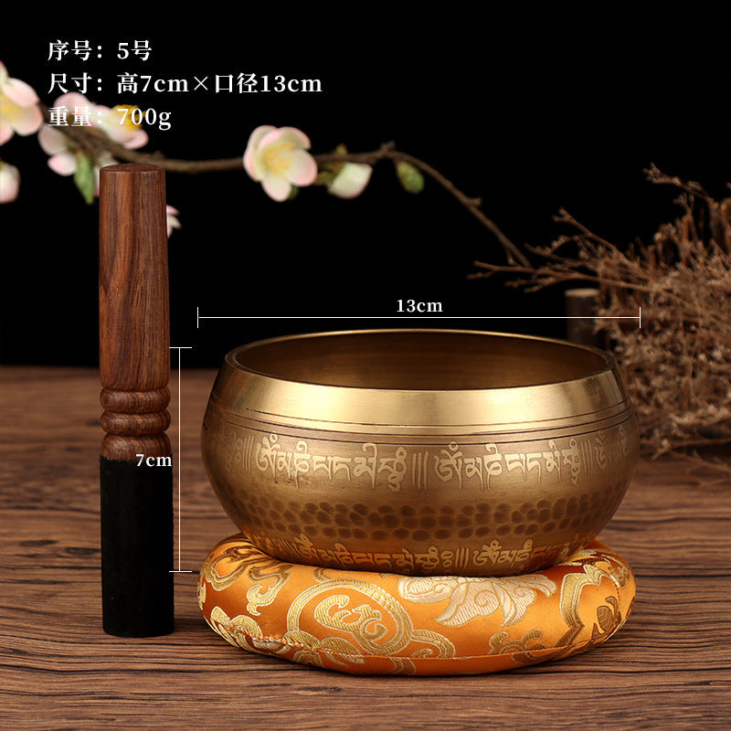 Nepal Handmade Tibetan Singing Bowl - Six-Syllable Mantra Meditation Bowl for Yoga, Sound Healing & Feng Shui (Multiple Sizes)