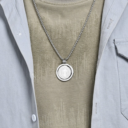 St. Benedict Exorcist Medal Spinning Pendant Necklace for Men, Two-Sided Rotatable Protection Charm