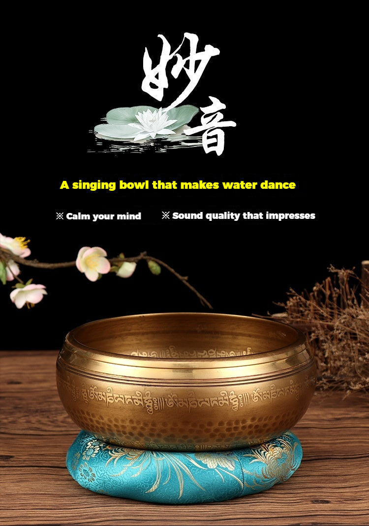 Nepal Handmade Tibetan Singing Bowl - Six-Syllable Mantra Meditation Bowl for Yoga, Sound Healing & Feng Shui (Multiple Sizes)