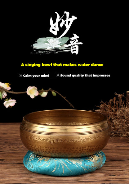 Nepal Handmade Tibetan Singing Bowl - Six-Syllable Mantra Meditation Bowl for Yoga, Sound Healing & Feng Shui (Multiple Sizes)