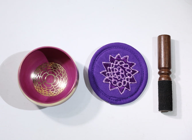 Nepal Handmade Singing Bowl Set for Meditation & Yoga (7 Chakra Colors) – Copper Tibetan Sound Bowl