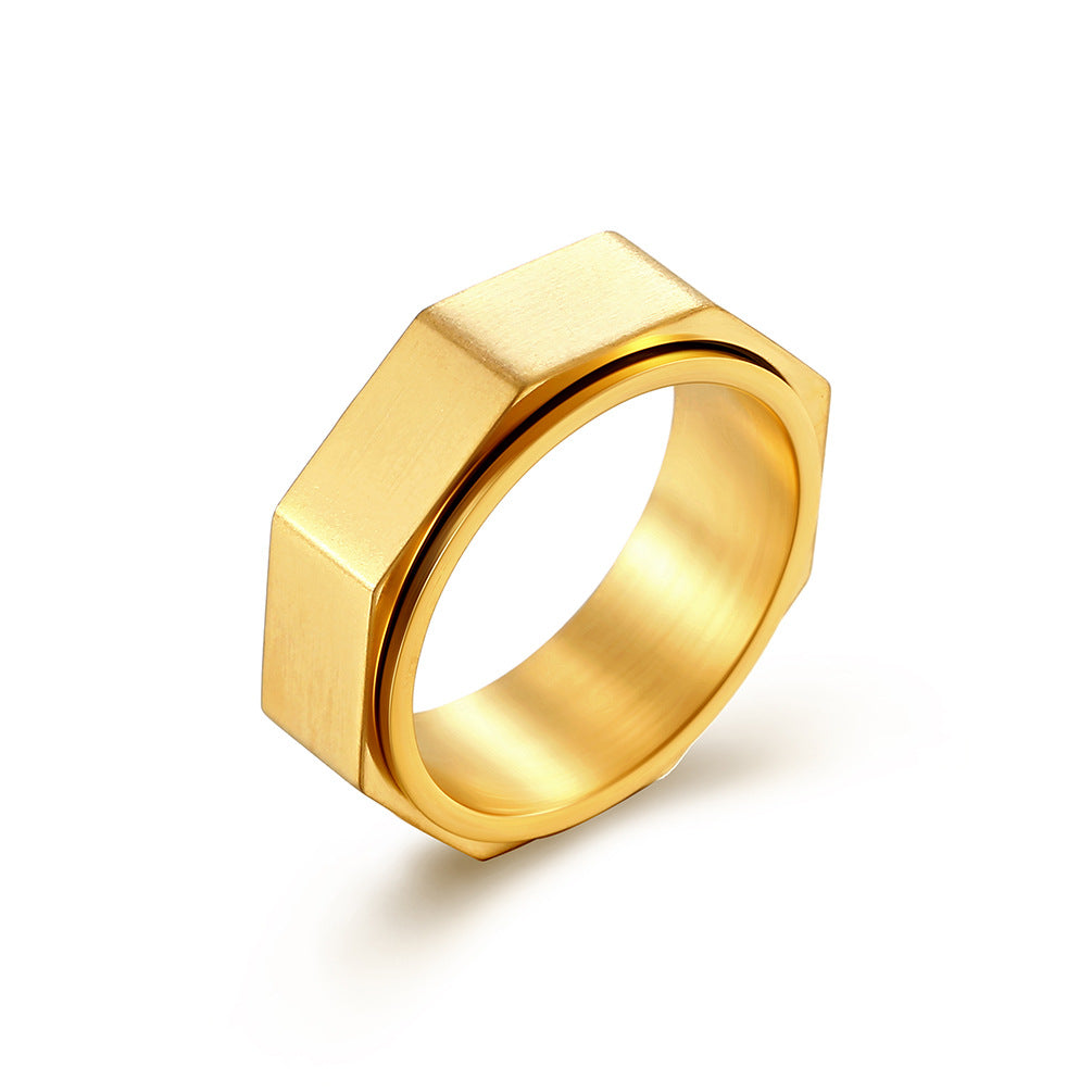 INS Minimalist Octagonal Nut Titanium Spinning Meditation Ring for Anxiety Relief & Stress – Unisex Jewelry