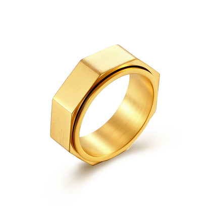 INS Minimalist Octagonal Nut Titanium Spinning Meditation Ring for Anxiety Relief & Stress – Unisex Jewelry