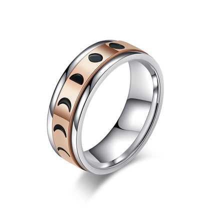 Anxiety Relief Rotating Solar Eclipse Titanium Steel Meditation Ring – Stainless Steel Stress Relief Jewelry (Unisex)