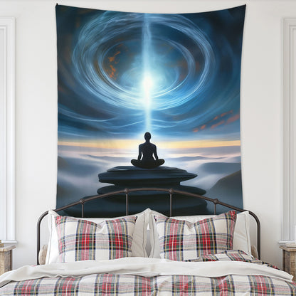 Meditation Bedroom Decor Buddha Shrine Background Digital Printed Peach Skin Tapestry Wall Hanging for Bedroom & Living Room