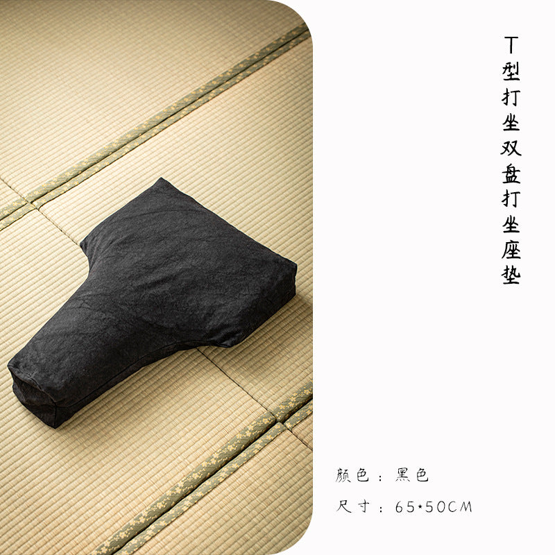 T-Shaped Double Lotus Meditation Cushion - Buckwheat Hull & Cotton Zafu Pillow - Bohemian Style Floor Seating (Multiple Colors)