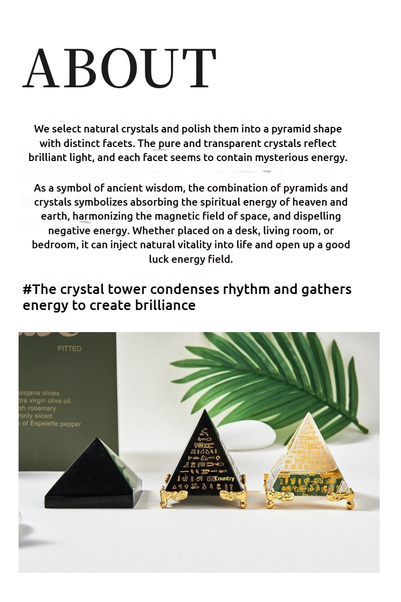 Obsidian Scripture Pyramid | Ancient Egyptian Crystal Pyramid | Meditation Energy Tower | Home Decor Ornament
