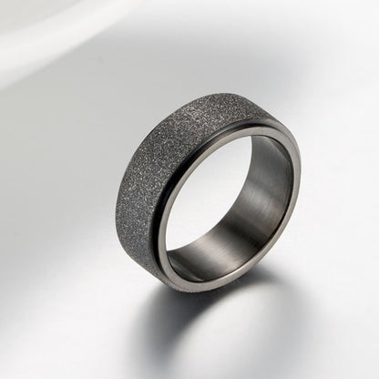 Matte Titanium Steel Rotatable Anxiety Relief Ring – Couple Fashion Jewelry (Black/Gold/Silver/Rainbow/Rose Gold/Blue)
